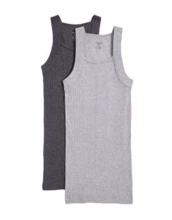 2xist Men's 2-Pack Essential Range Square Cut Tank Tops 020227 -Freshpair Lingerie Store 2xist 020227 Charcoal Heather Grey Heather 03217 FLAT 4f92e583 49b6 4e74 b082 dc27cc397026