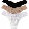Hanky Panky 3-Pack Stretch Lace Original Rise Thong 48113PK -Freshpair Lingerie Store 304705