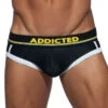 Addicted Sport Mesh Black/Yellow Stripe Brief AD738