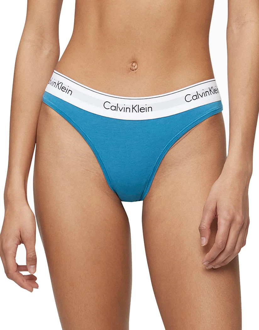Calvin Klein Modern Cotton Thong Tapestry Teal F3786 5 Calvin Klein Modern Cotton Thong Tapestry Teal F3786 - Image 3