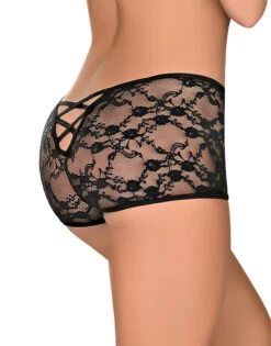 Exposed Lace Crotchless Sheer Panty 3 Pack Queen Size Black G3PK108 -Freshpair Lingerie Store Exposed G3PK108 Black B 4