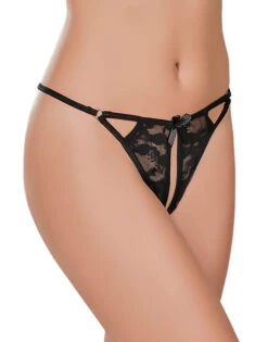 Exposed Lace Crotchless Sheer Panty 3 Pack Queen Size Black G3PK108 -Freshpair Lingerie Store Exposed G3PK108 Black B 5