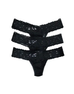 Hanky Panky 3 Pack Signature Lace Low Rise Thong 49113PK -Freshpair Lingerie Store Hanky Panky 491133PK Black FLAT