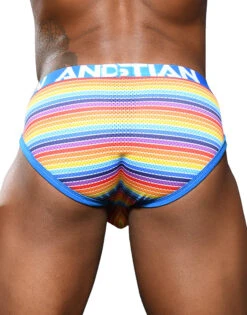 Andrew Christian Sunset Stripe Mesh Brief W/ Almost Naked 92061 -Freshpair Lingerie Store June 92061Brief05