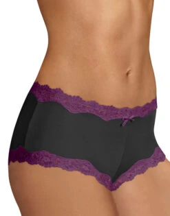 Maidenform Cheeky Scalloped Lace Hipster 40837 -Freshpair Lingerie Store Maidenform 40837 Black w Rum Raisin B