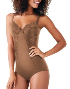 Maidenform Flexees Pretty Collection Body Briefer FL1456 -Freshpair Lingerie Store Maidenform FL1456 Caramel