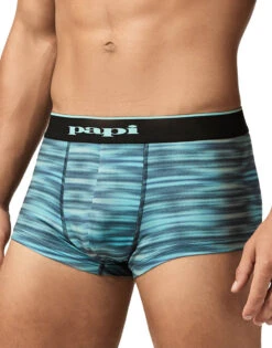Papi Microflex Brazilian Trunks 2-Pack UMPA026 -Freshpair Lingerie Store UMPA026 AquaSpaceDyeBlackBeauty 2Pack 2