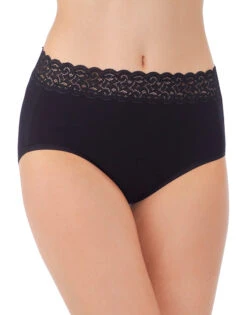 Vanity Fair Flattering Lace Cotton Brief 13396 -Freshpair Lingerie Store Vanity Fair 13396 Midnight Black B 1