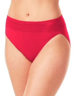 Warner's No Pinching No Problems Lace Trim Hi Cut Briefs 5109J -Freshpair Lingerie Store Warner s 5109J Classic Red B