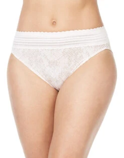 Warner's No Pinching No Problems Lace Trim Hi Cut Briefs 5109J -Freshpair Lingerie Store Warner s 5109J Rosewater Snake Print B