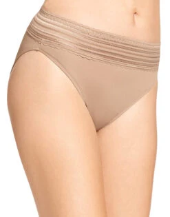 Warner's No Pinching No Problems Lace Trim Hi Cut Briefs 5109J -Freshpair Lingerie Store Warner s 5109 Toasted Almond B 1 1
