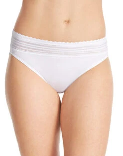 Warner's No Pinching No Problems Lace Trim Hi Cut Briefs 5109J -Freshpair Lingerie Store Warner s 5109 White B 2