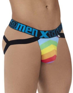 Xtremen Microfiber Pride Jockstrap 91083 -Freshpair Lingerie Store Xtremen 91083 Blue 3