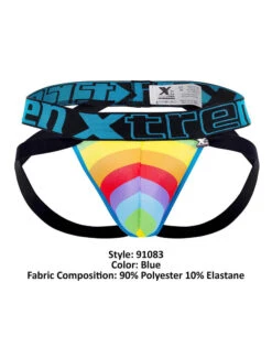 Xtremen Microfiber Pride Jockstrap 91083 -Freshpair Lingerie Store Xtremen 91083 Blue 4